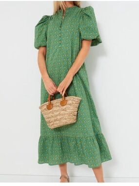 Tuckernuck HYACINTH HOUSE Green Diamond Ditsy Floral Mimi Midi Dress Size XXL
